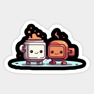 two cutes cups of coffee Sticker